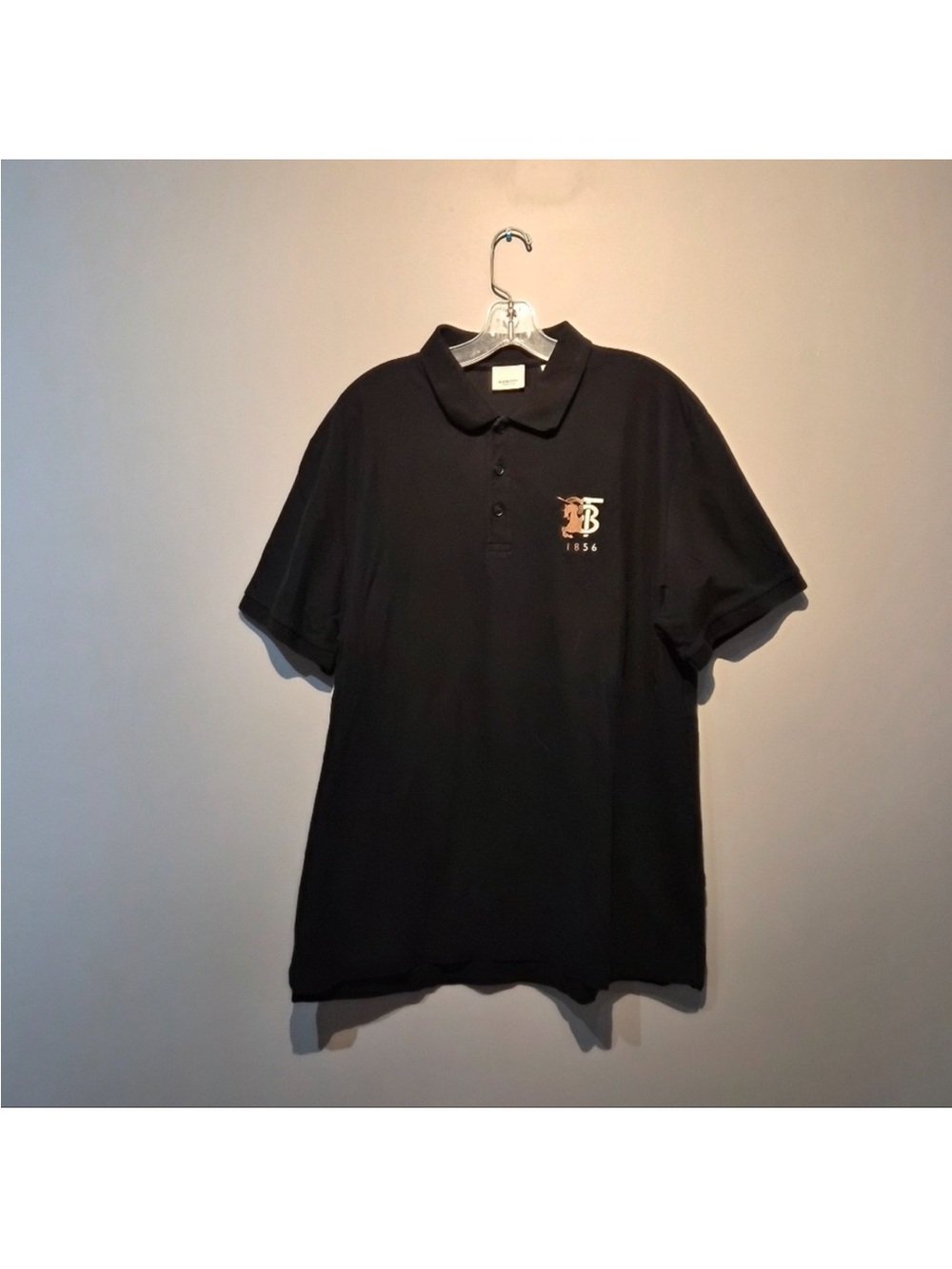 Burberry Black Polo with Chest Monogram